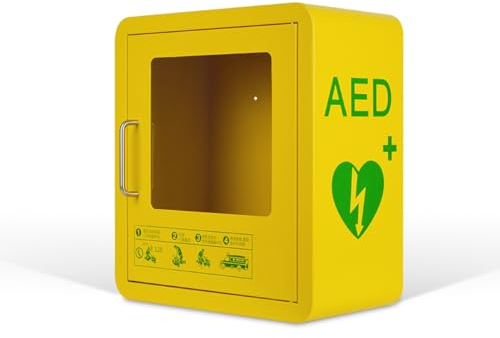ERSDM Wandmontierter AED-Aufbewahrungsschrank, Defibrillationsalarmbox, Erste-Hilfe-Schrank, transparentes Glasfenster und abgerundetes Eckendesign, passend for die meisten AED-Modelle