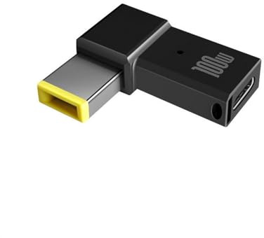 JZK Adaptateur 100 W 5 A Type C femelle vers pointe fine, convertisseur USB C vers port rectangulaire, convertisseur de charge rapide PD pour Thinkpad pour ordinateurs portables Lenovo à port rectangu