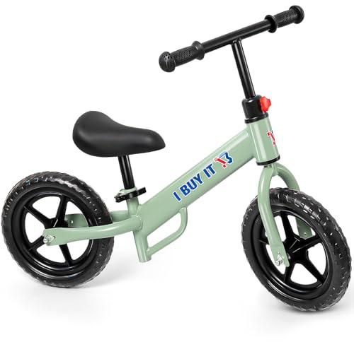 Toddler Balance Bike 2 Year Old - No Pedal Kids Training Bike with Adjustable Seat, Handlebar, EVA Wheels 12 Inch Lightweight Baby First Bike for 2,3,4,5 Year Old Boys and Girls - Black & Green