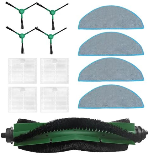 Waremax Accessori Ricambi per iRobot Roomba Combo Essential Y0112 Y0110 Y0116 Y0510 Y0512 Robot Aspirapolvere, 1 Spazzola Principale, 4 Salviette, 4 Filtri Hepa, 4 Spazzole Laterali