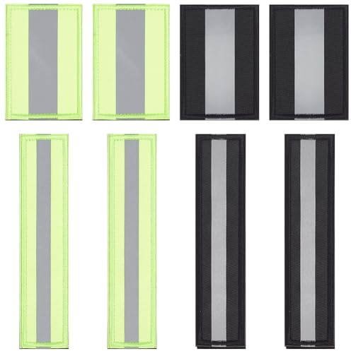 DELORIGIN 8 Stück Reflektierende Sicherheitspatches 4 Stile Bügeln auf Patches Klett Patch Kit Patches zum Aufbügeln Patch Für Feuerwehrleute Rettungs Und Polizeirucksäcke Schutzhelme Hundewesten