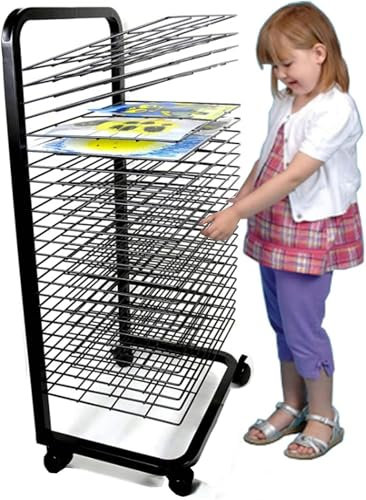 FLTRGO Trockengestell für Kunstwerke, solide Mobile Trockengestelle, Schwarze Pulverbeschichtung, Kunstwagen mit Universalrädern sind ideal für Kunstateliers im Klassenzimmer und den Heimgebrauch