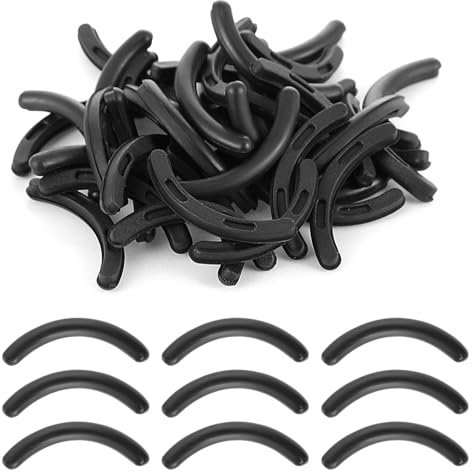 Oruola 50 Stück Wimpernzange Nachfüllpads, Wimpernzange Gummi Ersatz, Schwarz Wimpernzangepads, Nachfüllpackungen Erstellen Locken und Intensive Wimpern mit Clear Box