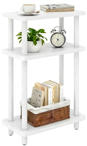 IBUYKE Schmaler Beistelltisch,Couchtisch mit 3 Ebenen,Weiß WST009W | 40x18x62,5cm, Sofatisch,Dünner Nachttisch für Wohnzimmer Schlafzimmer Büro, Montage ohne Werkzeug