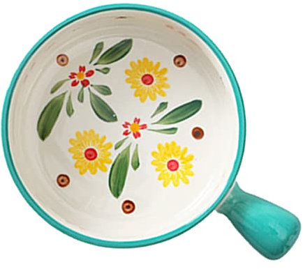 Zerodeko Ensaladera De Cerámica Con Asa Cuenco De Porcelana Para Ensaladas y Postres Color Verde Tazón Para Frutas Adecuado Para Desayuno y Decoración