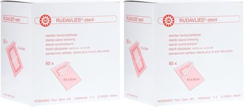 Rudavlies Steril – steriles Pflaster zur Wundversorgung 10 cm x 8 cm (50 Stück) (Packung mit 2)