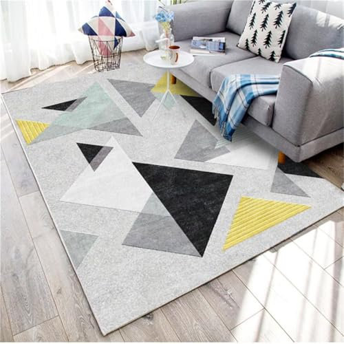 LKTRUK 140X200Cm Grau Auslegware Teppichboden Schlafzimmer Rechteckiger Teppich Arbeitszimmer Flur Dekoration Schmutzabweisend 4Ft 7.1''X6Ft 6.7''