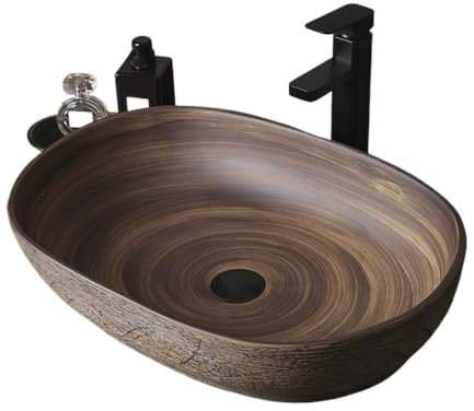 Vasque à Poser Vasque à poser rétro en céramique, lavabo extérieur et intérieur, salle de bain sur patio Evier salle de bain