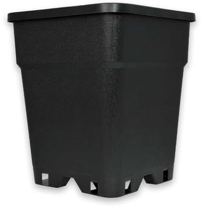 Cultonix Stabiler Pflanztopf, 24x24x28,3 cm, viereckiger Blumentopf 11L Volumen, Schwarz, Kunststoff, Stapelbar, Quadratisch mit Ablauflöchern, Anzuchttopf