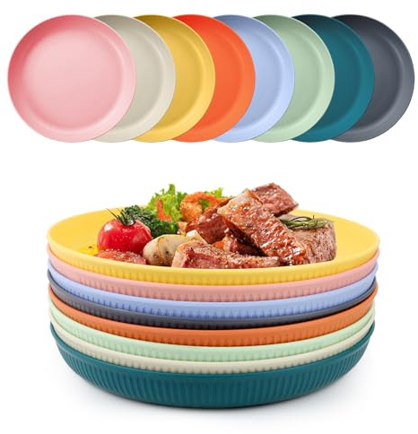 YISIZES 8 Stück plastikbesteck Unzerbrechliches plastikteller Set 22.5cm