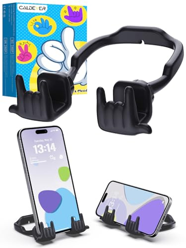 Cadeaux Femme Homme Fille Garcon Ans Noel: Support Telephone Faire le Signe Rock Support Téléphone Bureau Réglable pour Bureau Enfants Adultes Cadeaux idées Gadgets Cool pour Noël Anniversaire (Noir)