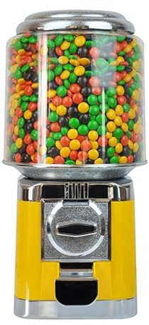 Commercial Automatic Candy Machine, 16H Automatic Candy Gumball Dispenser Home Candy Vending Machine for Toy Capsules Bouncy Balls Candy, 200Pcs Candy Capacity (Yellow)