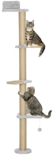 PawHut Árbol para Gatos de Pared de 5 Niveles 48x21x180 cm Gris Claro
