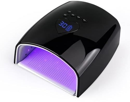 BY60 Lampada per unghie senza fili UV LED – Essiccatore per smalto gel ricaricabile da 220 W con sensore automatico, luce per unghie senza fili a polimerizzazione rapida per gel e smalto normale