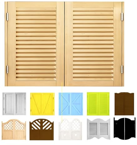 Puerta Vaiven de madera de pino, Puertas de Salón oscilante, Puerta Abatible de Café, Puertas De Vaquero Madera Maciza, Cierre Automático, para Balcón, Cuarto de Guardarropas