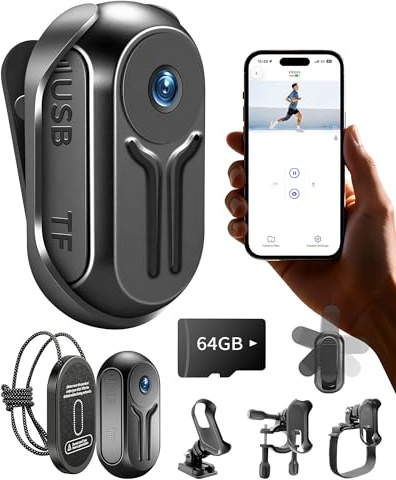 NinjaCam Action Cam 2K mit 64 GB Karte, Vlog Kamera mit WiFi, Body Cam