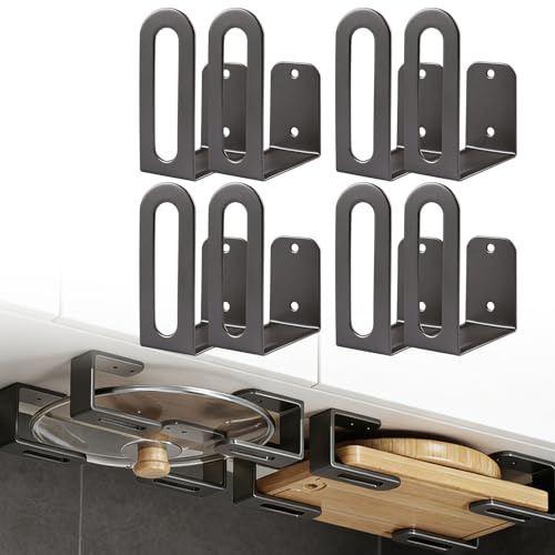 Silkmin 8 Stück Schneidebrett Halter, Hängendes Schneidebrett-Regal | Bretthalter Küche Verstellbarer, Aufbewahrung, Topfdeckelhalter aus Metall für Küchenschränke und Badezimmeraufbewahrung