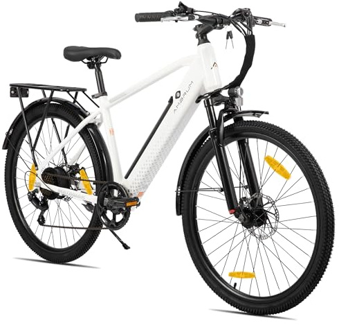 HILAND 26 Zoll E-Bike Cityräder, 250W Elektrofahrrad mit 36V Akku, 7-Gang Elektro Cityräder für Herren Damen, Scheibenbremsen und Federgabel, Fahrrad für Stadt & Gelände