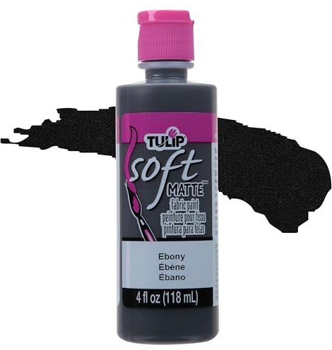 Tulip Soft Fabric Paint, Washable, Stays Soft and Flexible, Permanent Paint, for Light and Dark Fabrics, 4 fl oz, Ebony