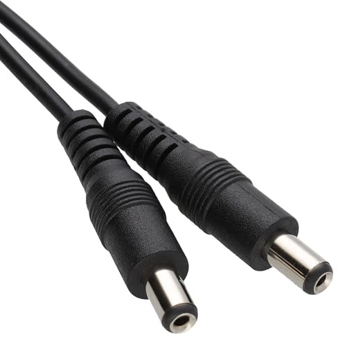 kenable DC Power Cable Male to Male 2.1mm x 5.5mm Connector Lead for CCTV LED Solar Devices 3m Black