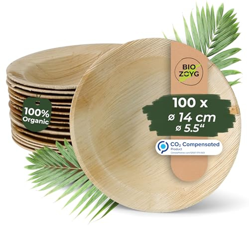 BIOZOYG Palmware Zuppiera profonda monouso di alta qualità I circa 23cm 100 pezzi Snackchale in Foglia di Palma, Piatti di Pasta stoviglie monouso compostabile ed biodegradabile