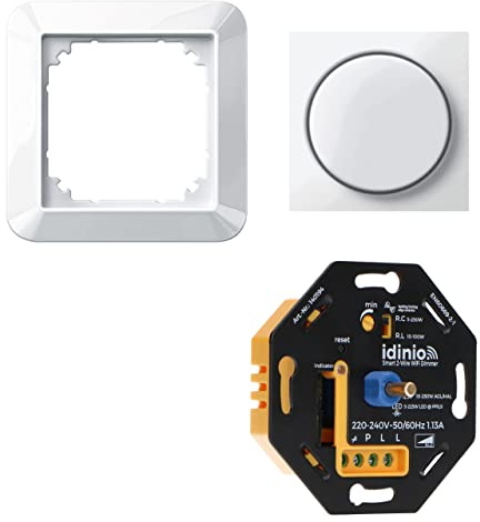 idinio Smart Universaldimmer als Komplettset mit Merten 1-M polarweiß glänzend, Phasenabschnitt, Phasenanschnitt, bis 250W
