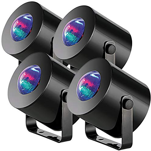 Lunartec Discolicht-Projektor: 4er-Set Mobile Mini-LED-Discolichter mit Batteriebetrieb (Disco Leuchte, Disco Licht batteriebetrieben)