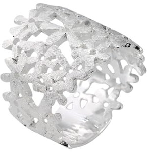 SILBERMOOS Damen Motiv Ring Blumen Blüten Ornament Blumenwiese breit Sterling Silber 925, Größe:52