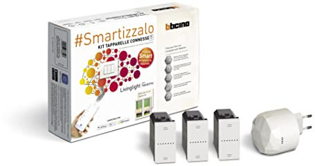 BTicino Kit Tapparelle Connesse Livinglight Smart SN3602KIT, Per Alzare/Abbassare le Tapparelle con App o Assistenti Vocali, 1 Gateway Plug-in Bianco S36GWDC e 3 Comandi Tapparella Bianchi N4027C