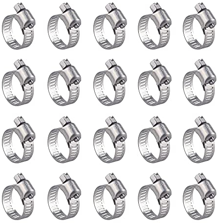 RHQFDM Collier de Serrage Inox 20 Pièces 16-25mm Réglable Résistant à la Rouille pour la Fixation des Tuyaux