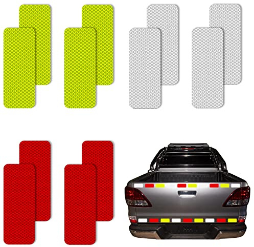 12 Pieces Safety Reflective Stickers,Warning Reflective Stickers Stick-on Car Reflector Sticker Waterproof Reflective Tape Stickers for Vehicle,Bicycles,Motorcycles,Motorcycle Helmet(3x8cm,3 color）