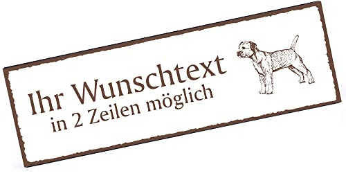Türschild Border Terrier Namensschild personalisiert mit Gravur- 150mm x 50mm - selbstklebend