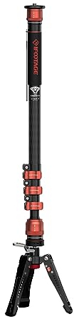 IFOOTAGE Cobra 3 C180F-P Monopode Appareil Photo, Monopode Vidéo Télescopique,Conception de Pédale Innovante, Convient aux Appareils Photo Reflex et Caméscopes, Fibre de Carbone (180cm)