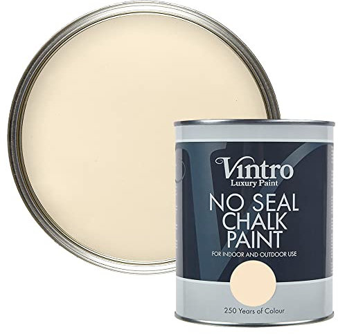 Vintro Paint | No Seal Chalk Paint | Cream | Interior & Exterior Use | Furniture | Walls | Wood | Metal | 1 Litre (Trafalgar Square - Cream)