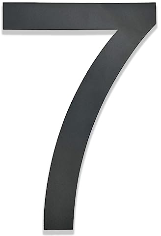 Hopelit Numéro de maison, anthracite RAL 7016, gris anthracite, structure fine, revêtement par pulvérisation, numéro de maison, hauteur 20 cm, inscription Arial – chiffre 7