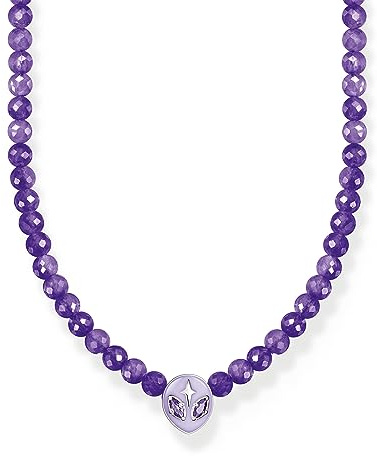 THOMAS SABO Kette Beads mit Alienkopf und violetter Kaltemaille Silber 925 Sterlingsilber, Kaltemail