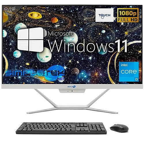 SIMPLETEK - PC All in One Touch 24 | Core i3 | Windows 11 Pro | 16 Go RAM SSD 480 Go | Webcam 2K | Écran tactile