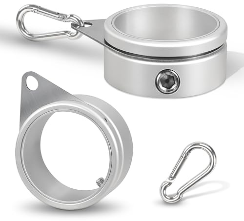 Anovo Fahnenmastringe, Fahnenmast-Ringe, Aluminiumlegierung, 360° drehbar, Anti-Wrap-Flaggenmontage, drehende Ring-Clips für Fahnenmast mit 4,4 - 5,1 cm Durchmesser (5,1 cm, 2 Stück, Silber)