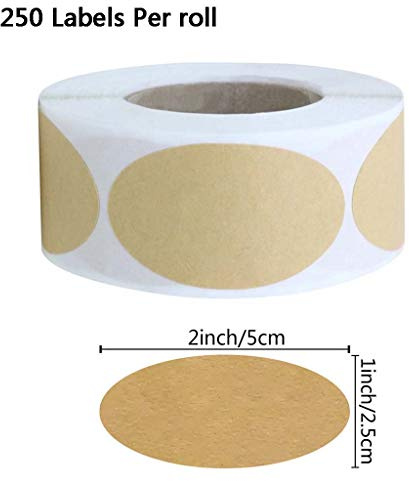 100pcs/roll Oval DIY Blank Kraft Paper Labels Handmade Baking Stickers Adhesive Seal Labels Gift Tags Decor for Jam Jars