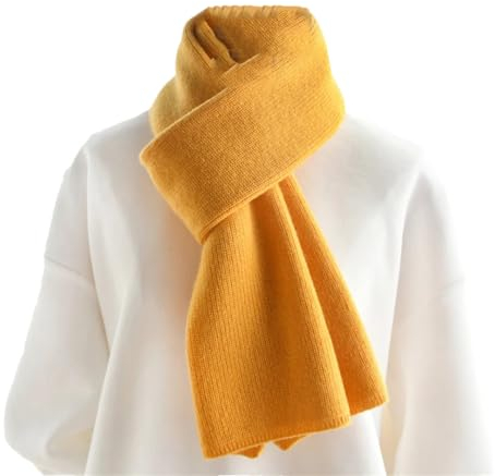 Kaschmir-Strickschal, einfarbig, für Damen oder Herren, Winterschal für Erwachsene, warm, dicker Wollschal, gelb, Kids 120CM