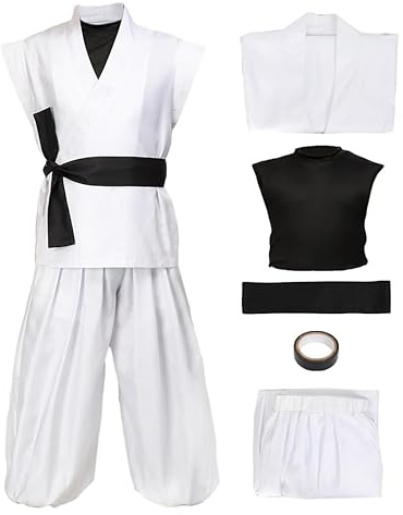 C-ZOFEK Men's US Size Sukuna Cosplay Costume White Kung Fu Suit with Stickers (Medium)