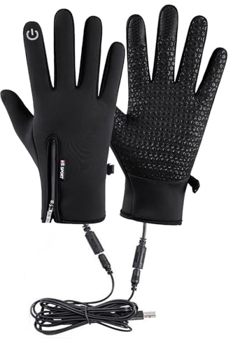 Luckxing USB Beheizte Handschuhe, Beheizbare Handschuhe Für Herren Damen, Bequeme Winter-Skihandschuhe, Winter-Thermohandschuhe, Warme Touchscreen Handschuhe Für Klettern, Wandern, Radfahren, Camping