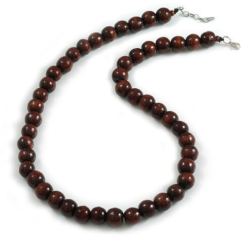 Avalaya 15 mm/unisex/män/kvinnor brunt runt trä pärlhalsband/liten variation i färg/naturliga ojämnheter/70 cm L/3 cm Ext, En storlek, Trä