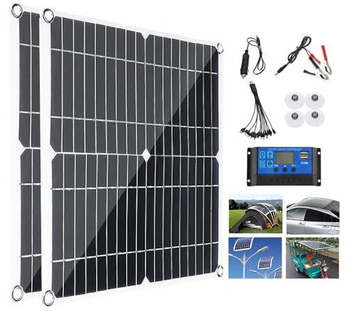 Kit De Paneles Solares De 100W, 200W, 300W, 400W Con Controlador De Carga De 40 A, MóDulo Fotovoltaico De Panel Solar PortáTil Para Carga De BateríA De 12 V, Para El Hogar,Camping,Senderismo,200W