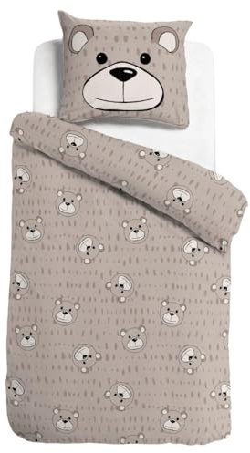 Zelesta Kiddybed 140x200 Literie pour Enfants 4 Saisons - Housse de Couette et Couette d'Hiver et d'Été - Lavable sans Housse - Motifs Happy Bear