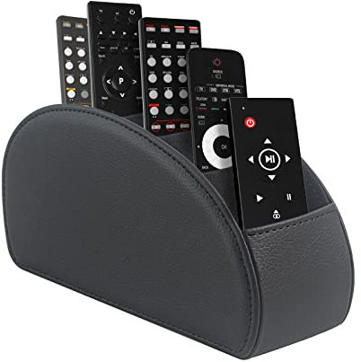 WAYIFON Porte-télécommande avec 5 poches, grand support pour TV, DVD, clé 4K et télécommandes Bluray, rangement pour stylos, M noir