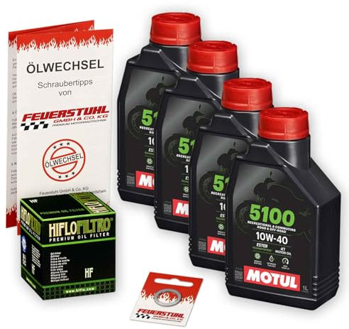 Öl & Ölfilter für Honda GL 1800 Gold Wing, 2001-2011 (SC47), Ölwechsel Set 10W-40 ESTER Motoröl + HiFlo Filter + Dichtring(e)