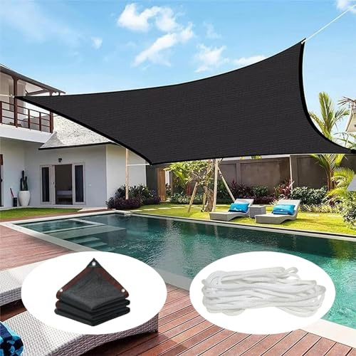 Filet d'ombrage 8 x 10 m avec œillets - Coins renforcés - Résistant Aux Déchirures - Voile Dombrage Rectangulaire - Toile Ombrage pour Couverture de Serre Plante Fleur Poulailler Abri D'auto, Noir