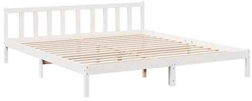 vidaXL Massivholzbett Extra Lang ohne Matratze Weiß 180x220 Kieferholz