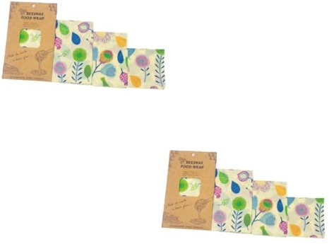 minkissy 6pcs Beeswax Food Wraps Organic Cotton Fabrics for Food Preservation Reusable Washable Packing Cloth for Home Kitchen Use